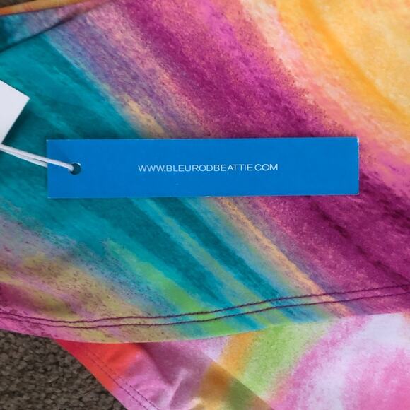 Bleu Rod Beattie NWT Multi Brushstroke Front Band Colorful Bikini Bottom Size 14 - Picture 9 of 16